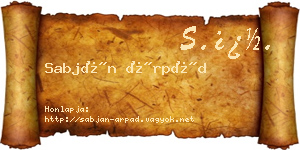 Sabján Árpád névjegykártya