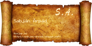 Sabján Árpád névjegykártya